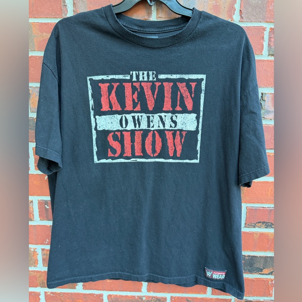WWF Authentic Wear 2XL Kevin Owens Show Wrestling Black Short Sleeve T-Shirt  M8